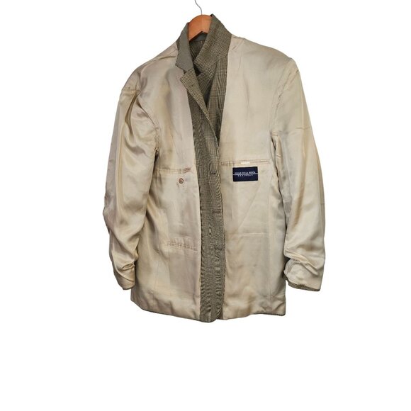 Oscar De La Renta Menswear Wool Plaid Houndstooth Sportcoat Men Size 42R - Picture 5 of 14